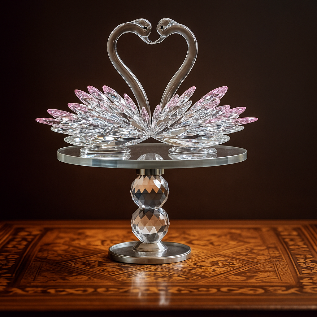 Crystal swan couple showpiece for luxury home decor or romantic gifts idea