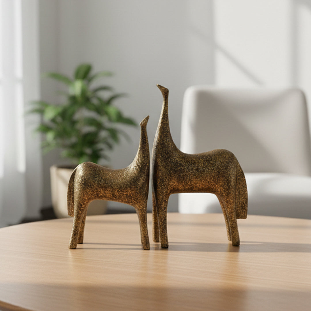 Golden horse pair for elegant home and office decor by Divoma