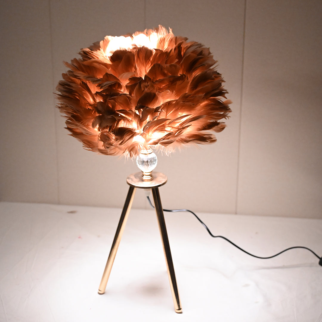 Feather Shade Tripod Table Lamp