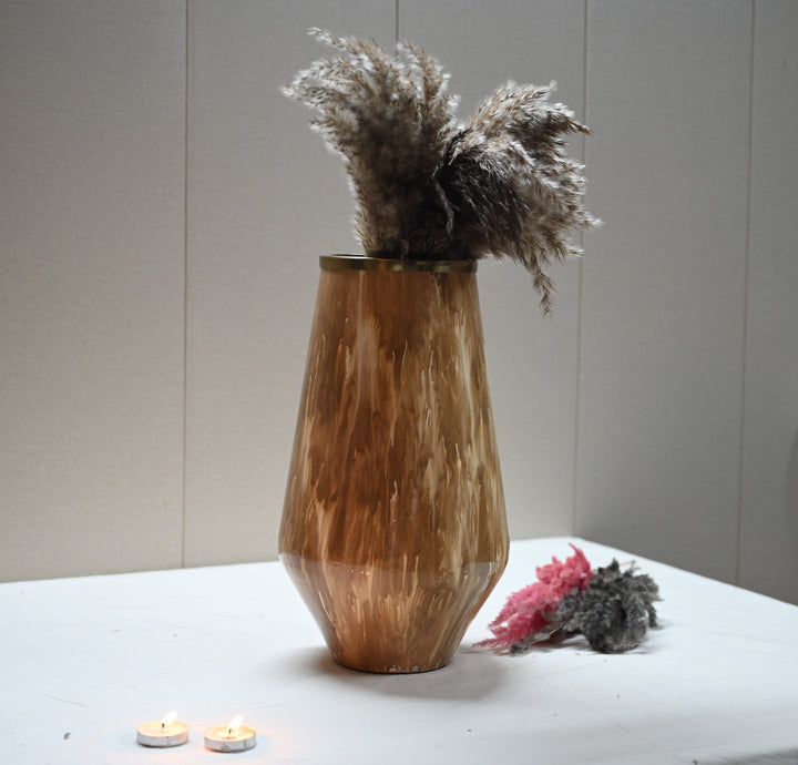 Brown and golden glass flower vase for home decor and table decoration