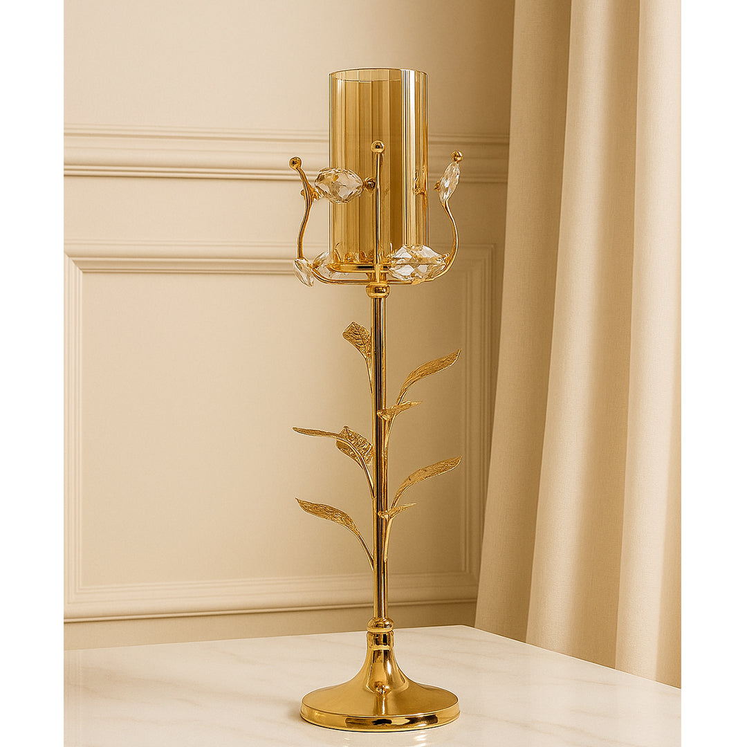 Luxury Leaf Pattern Candle Holders for diwali candles and home decor