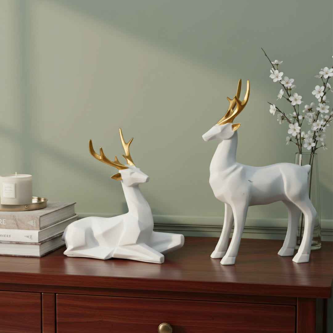 White deer with golden antlers – premium Diwali home decoration