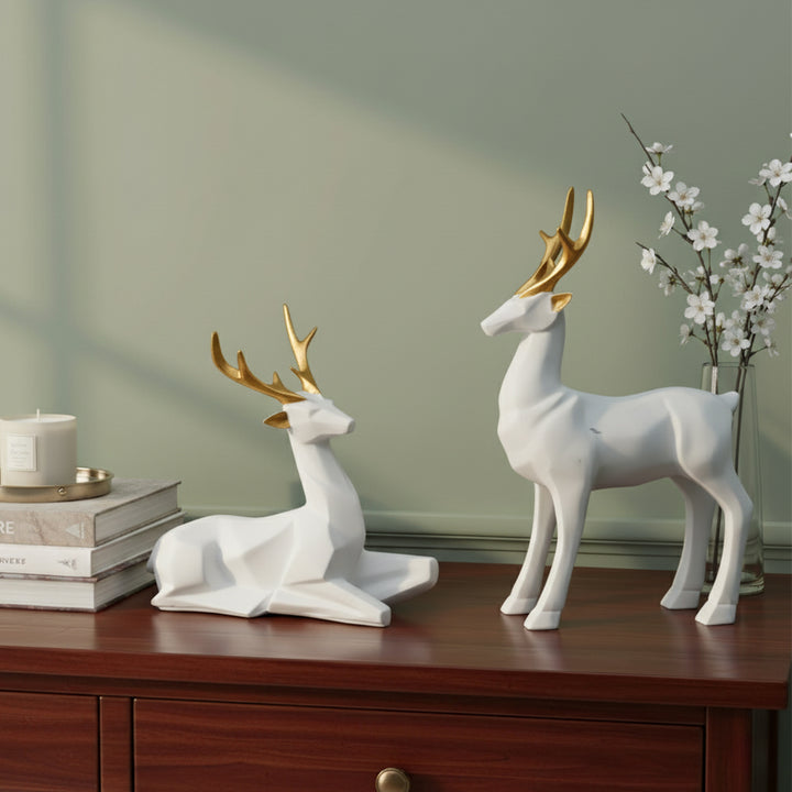 White deer with golden antlers – premium Diwali home decoration