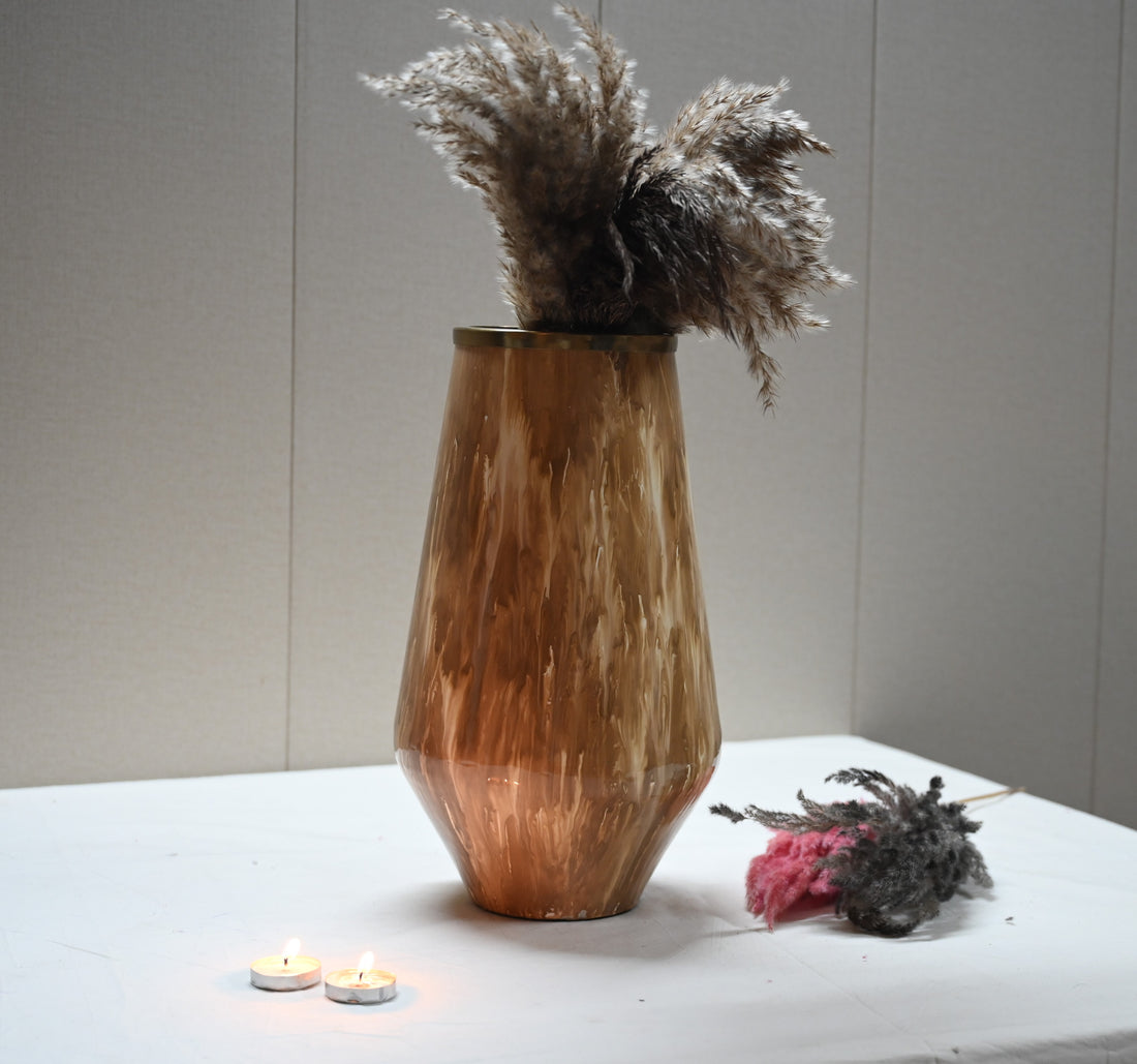 Glossy brown flower vase – premium home decor product item