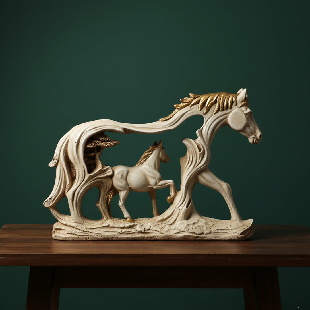 Mother and baby horse figurine for home decoration