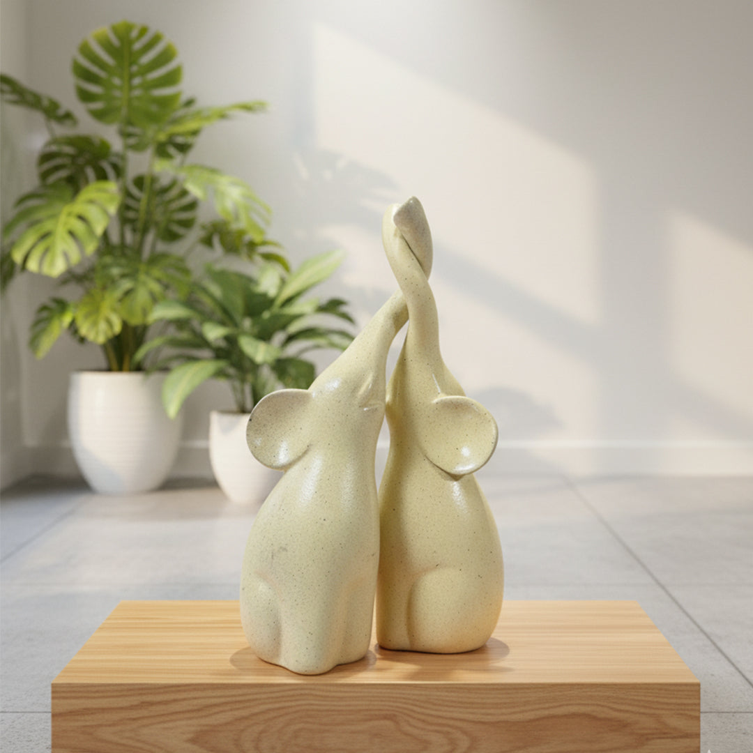 Elephant couple showpiece symbolizing love and togetherness – unique home décor item