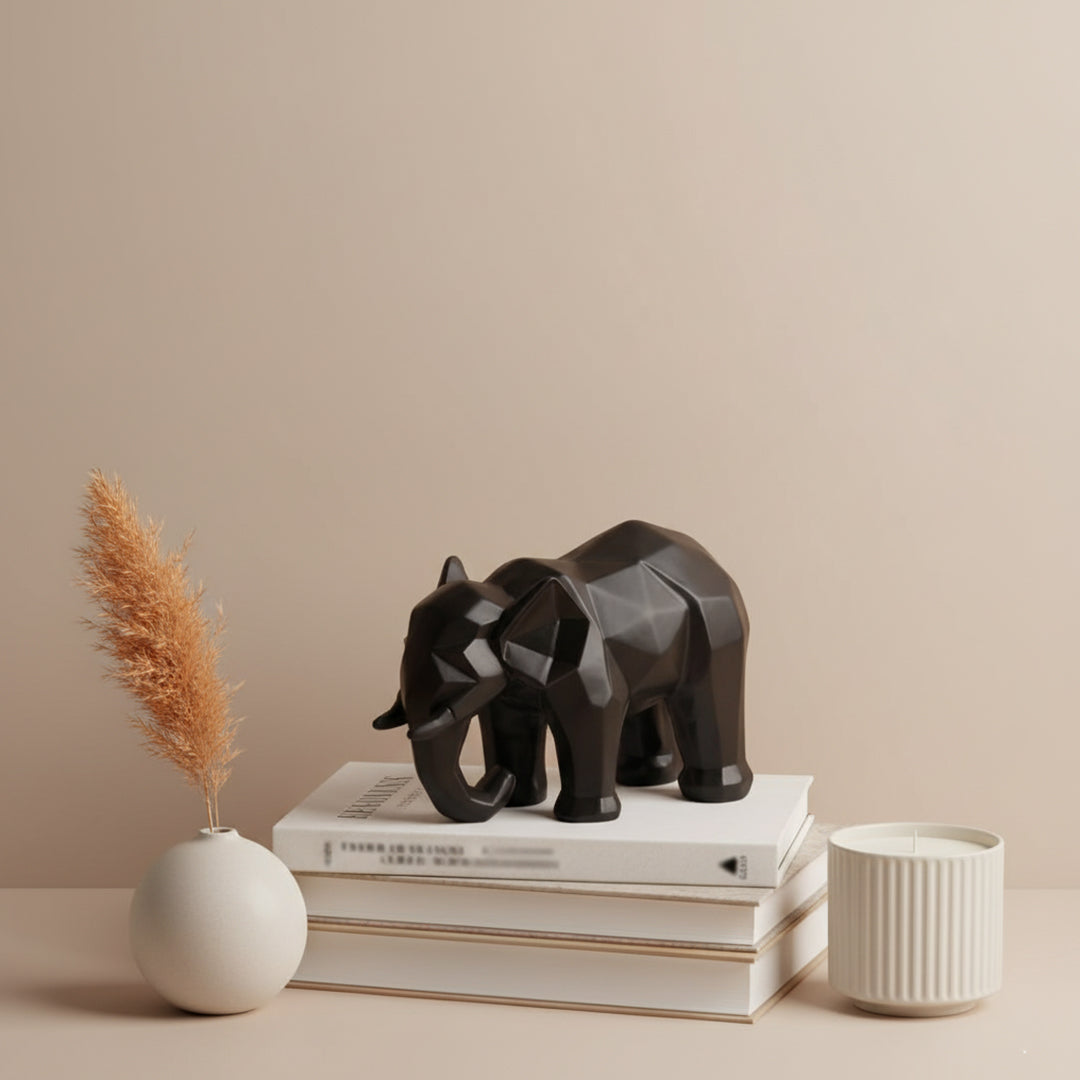 Abstract Black Elephant Sculpture