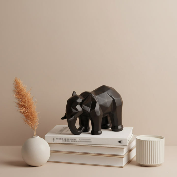 Abstract Black Elephant Sculpture
