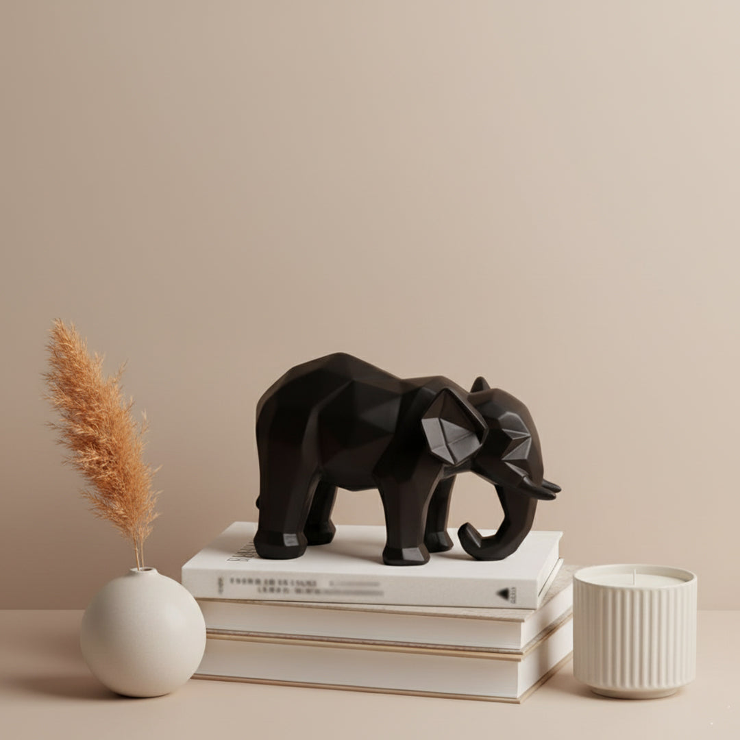 Abstract Black Elephant Sculpture