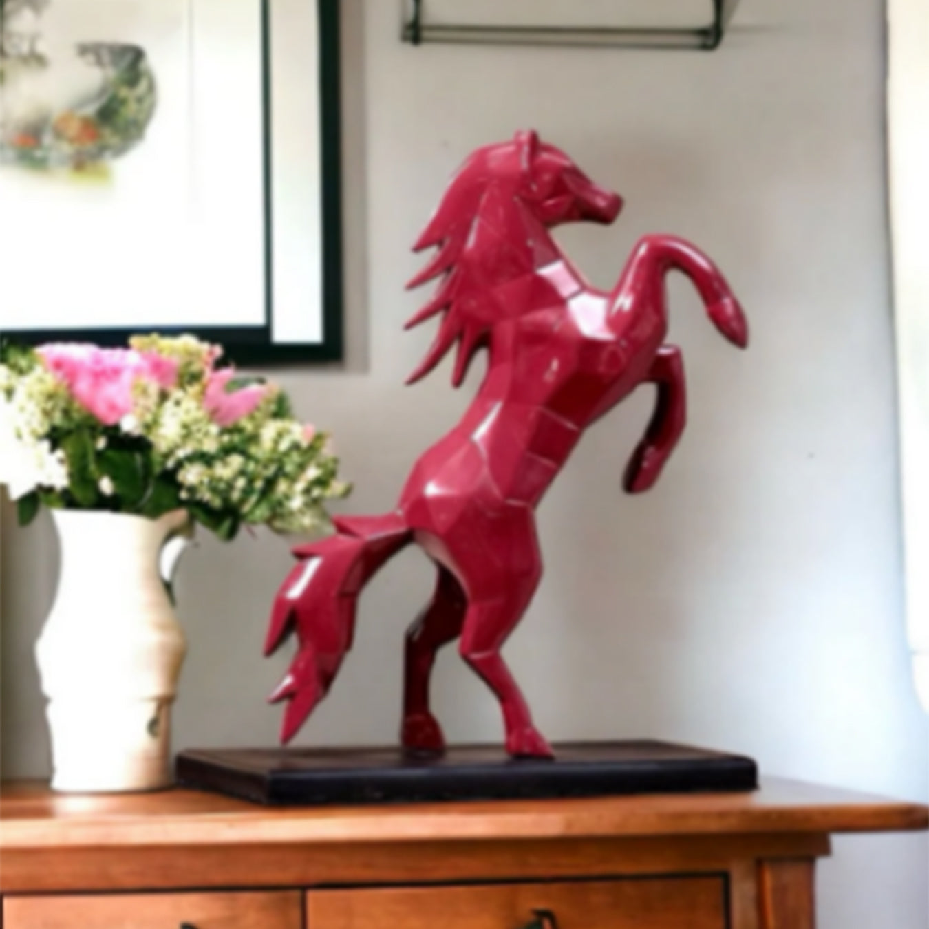 Elegant black horse showpiece by Divoma, perfect for modern home and office decor.