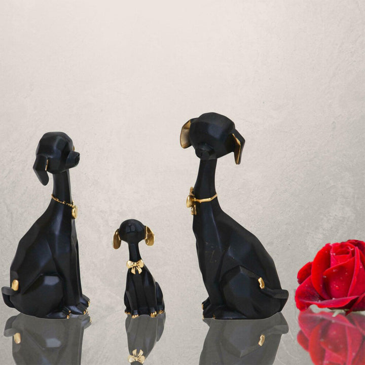 Heartwarming Dog Family Statue For Home Decorative Showpiece
