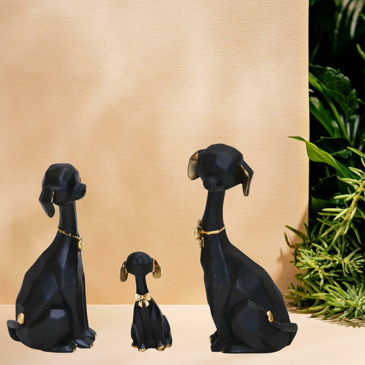 Heartwarming Dog Family Statue For Home Decorative Showpiece