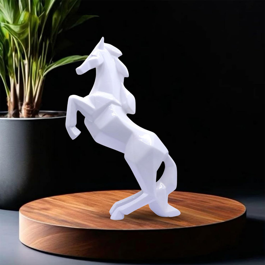 Modern white geometric horse sculpture for home decor with unique decor style