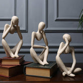 Thinking Lady Small With Base Set Of 3 Polyresin Statues