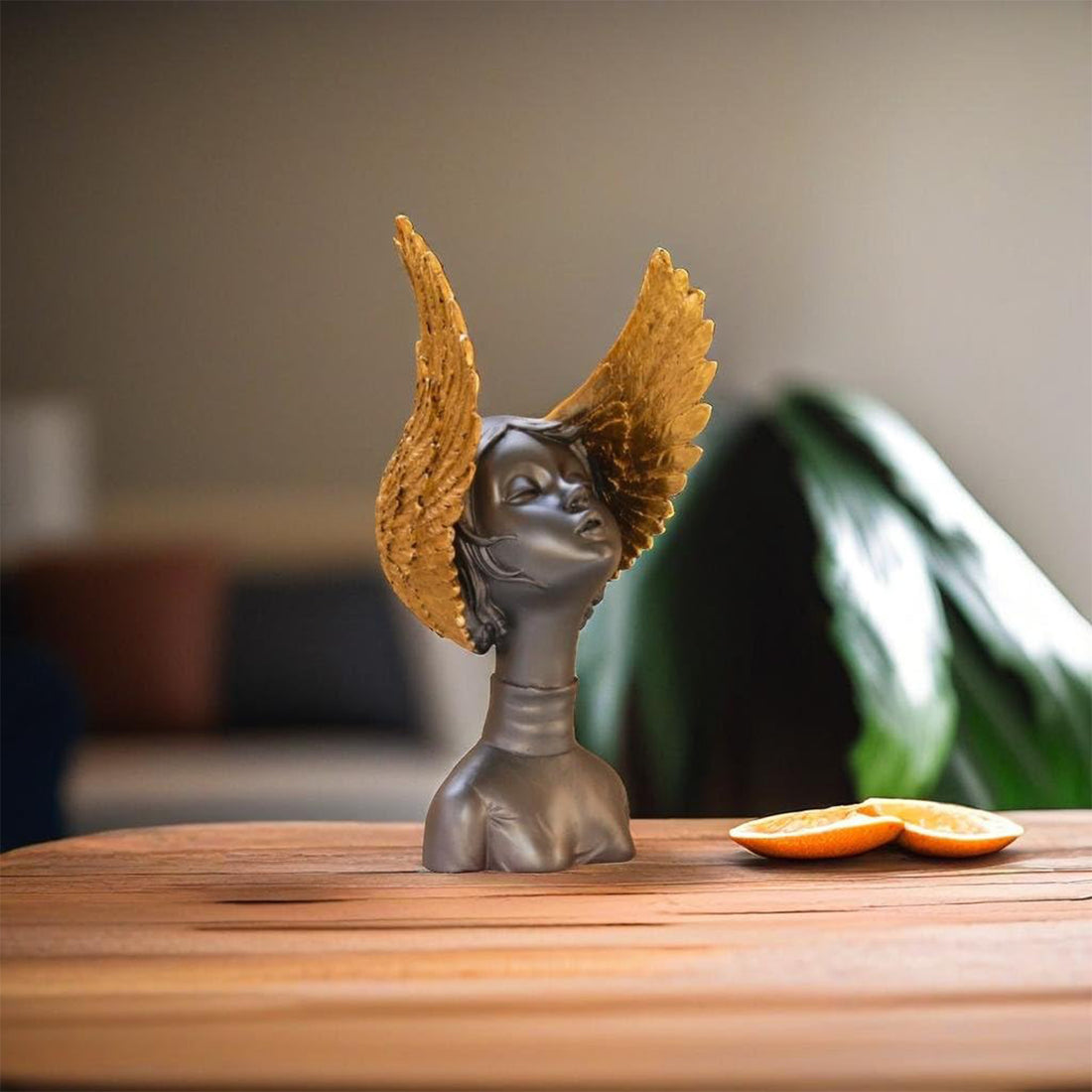 Golden Wings Angel Face Sclupture